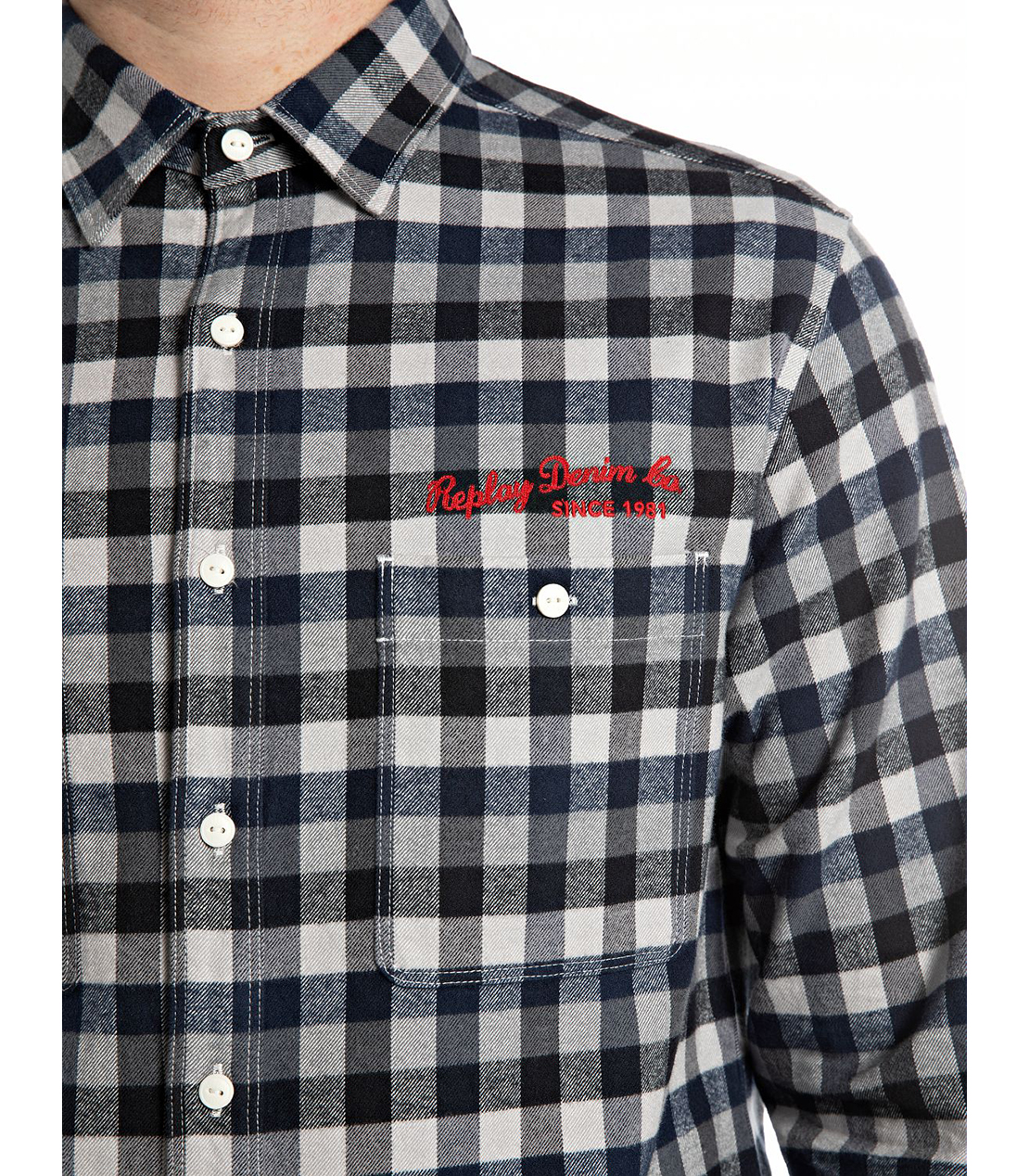 フランネルコットンチェックシャツ 詳細画像 ブルー 4